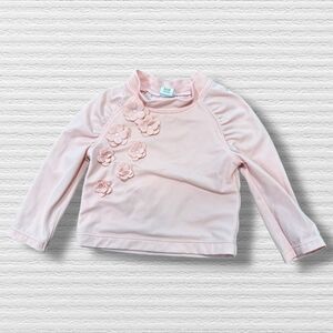 Janie and Jack Baby Girls Pink Rash Guard Swim Shirt 6-12M Floral Appliqué